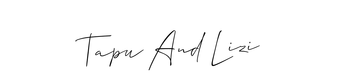How to make Tapu And Lizi signature? Allison_Script is a professional autograph style. Create handwritten signature for Tapu And Lizi name. Tapu And Lizi signature style 2 images and pictures png