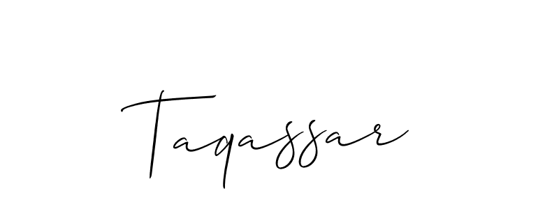 How to make Taqassar signature? Allison_Script is a professional autograph style. Create handwritten signature for Taqassar name. Taqassar signature style 2 images and pictures png