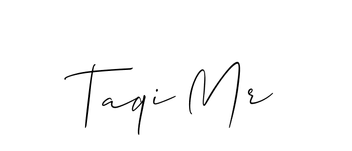 Allison_Script is a professional signature style that is perfect for those who want to add a touch of class to their signature. It is also a great choice for those who want to make their signature more unique. Get Taqi Mr name to fancy signature for free. Taqi Mr signature style 2 images and pictures png
