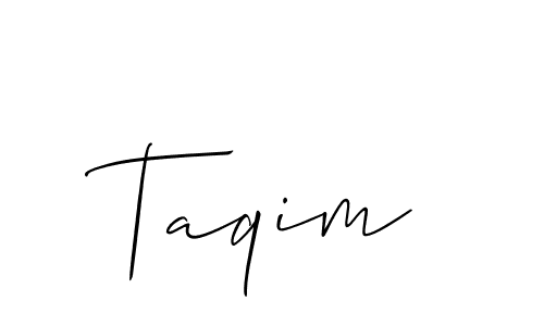 How to Draw Taqim signature style? Allison_Script is a latest design signature styles for name Taqim. Taqim signature style 2 images and pictures png