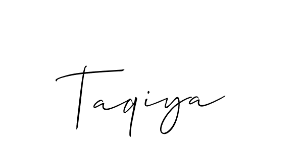 Create a beautiful signature design for name Taqiya. With this signature (Allison_Script) fonts, you can make a handwritten signature for free. Taqiya signature style 2 images and pictures png