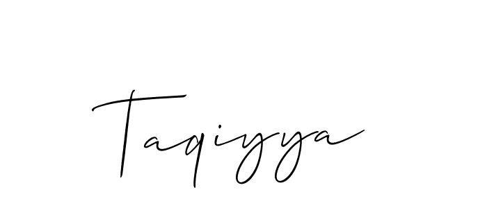 Also we have Taqiyya name is the best signature style. Create professional handwritten signature collection using Allison_Script autograph style. Taqiyya signature style 2 images and pictures png