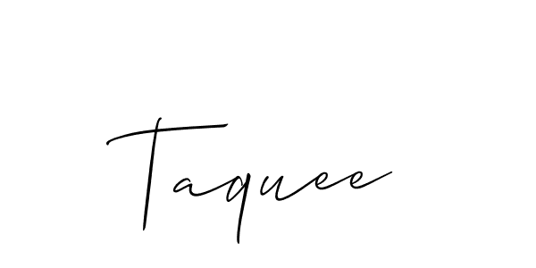 How to make Taquee name signature. Use Allison_Script style for creating short signs online. This is the latest handwritten sign. Taquee signature style 2 images and pictures png