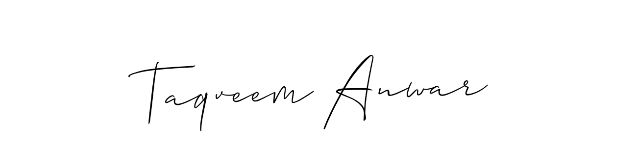 Allison_Script is a professional signature style that is perfect for those who want to add a touch of class to their signature. It is also a great choice for those who want to make their signature more unique. Get Taqveem Anwar name to fancy signature for free. Taqveem Anwar signature style 2 images and pictures png