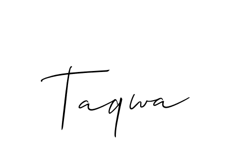 if you are searching for the best signature style for your name Taqwa. so please give up your signature search. here we have designed multiple signature styles  using Allison_Script. Taqwa signature style 2 images and pictures png