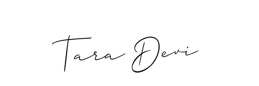 Create a beautiful signature design for name Tara Devi. With this signature (Allison_Script) fonts, you can make a handwritten signature for free. Tara Devi signature style 2 images and pictures png