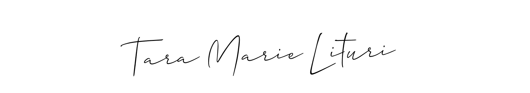 Allison_Script is a professional signature style that is perfect for those who want to add a touch of class to their signature. It is also a great choice for those who want to make their signature more unique. Get Tara Marie Lituri name to fancy signature for free. Tara Marie Lituri signature style 2 images and pictures png