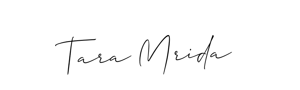 Create a beautiful signature design for name Tara Mrida. With this signature (Allison_Script) fonts, you can make a handwritten signature for free. Tara Mrida signature style 2 images and pictures png