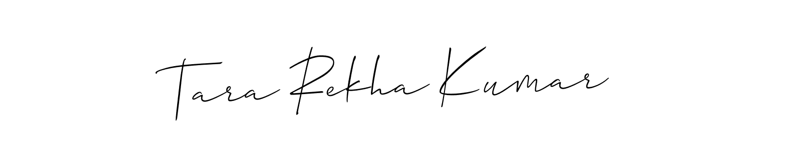You should practise on your own different ways (Allison_Script) to write your name (Tara Rekha Kumar) in signature. don't let someone else do it for you. Tara Rekha Kumar signature style 2 images and pictures png
