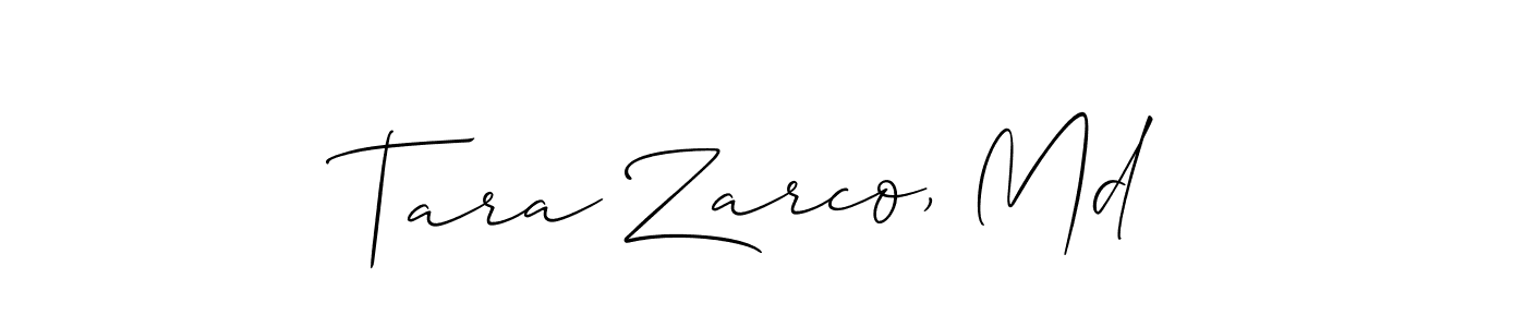 Use a signature maker to create a handwritten signature online. With this signature software, you can design (Allison_Script) your own signature for name Tara Zarco, Md. Tara Zarco, Md signature style 2 images and pictures png
