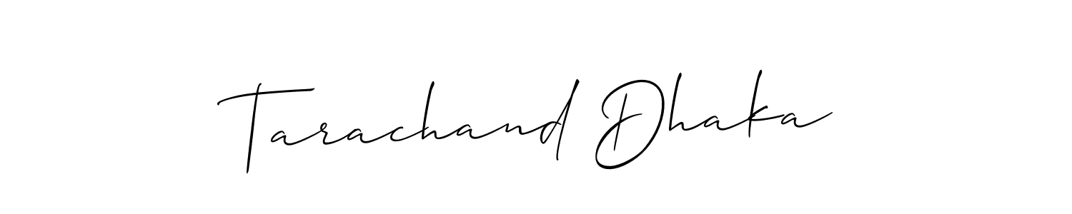 Make a beautiful signature design for name Tarachand Dhaka. With this signature (Allison_Script) style, you can create a handwritten signature for free. Tarachand Dhaka signature style 2 images and pictures png