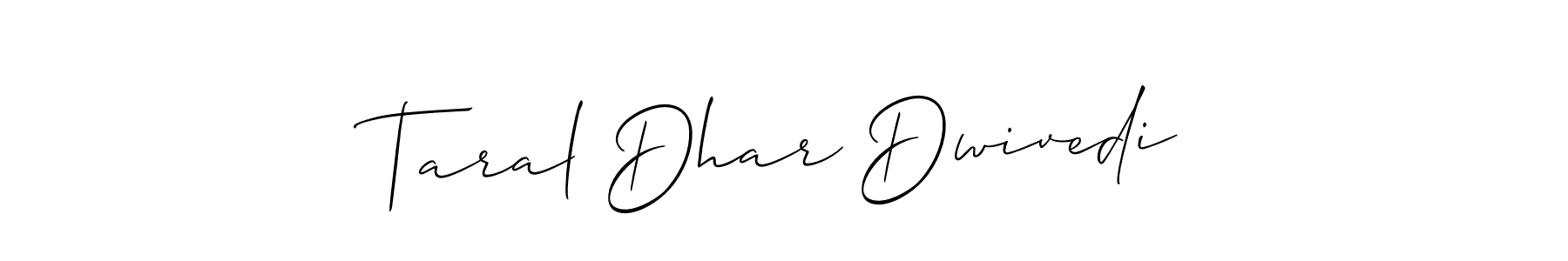 Make a beautiful signature design for name Taral Dhar Dwivedi. With this signature (Allison_Script) style, you can create a handwritten signature for free. Taral Dhar Dwivedi signature style 2 images and pictures png