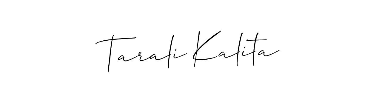 Make a short Tarali Kalita signature style. Manage your documents anywhere anytime using Allison_Script. Create and add eSignatures, submit forms, share and send files easily. Tarali Kalita signature style 2 images and pictures png