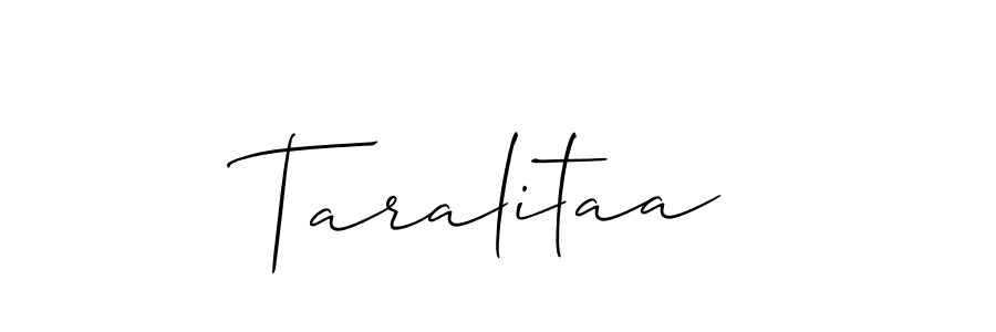 Create a beautiful signature design for name Taralitaa. With this signature (Allison_Script) fonts, you can make a handwritten signature for free. Taralitaa signature style 2 images and pictures png