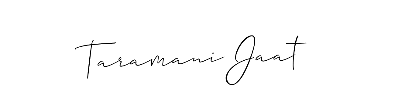 The best way (Allison_Script) to make a short signature is to pick only two or three words in your name. The name Taramani Jaat include a total of six letters. For converting this name. Taramani Jaat signature style 2 images and pictures png