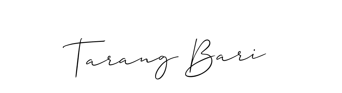 Similarly Allison_Script is the best handwritten signature design. Signature creator online .You can use it as an online autograph creator for name Tarang Bari. Tarang Bari signature style 2 images and pictures png