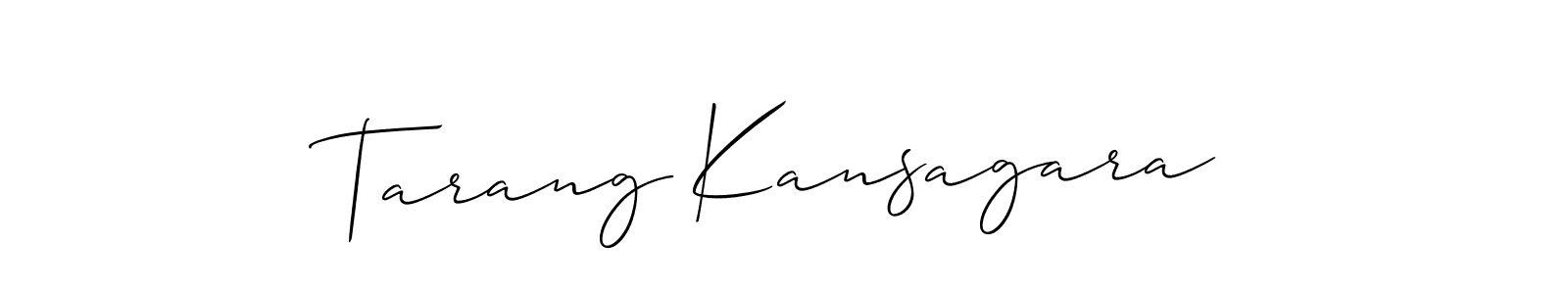 How to make Tarang Kansagara signature? Allison_Script is a professional autograph style. Create handwritten signature for Tarang Kansagara name. Tarang Kansagara signature style 2 images and pictures png