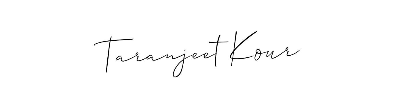 Create a beautiful signature design for name Taranjeet Kour. With this signature (Allison_Script) fonts, you can make a handwritten signature for free. Taranjeet Kour signature style 2 images and pictures png