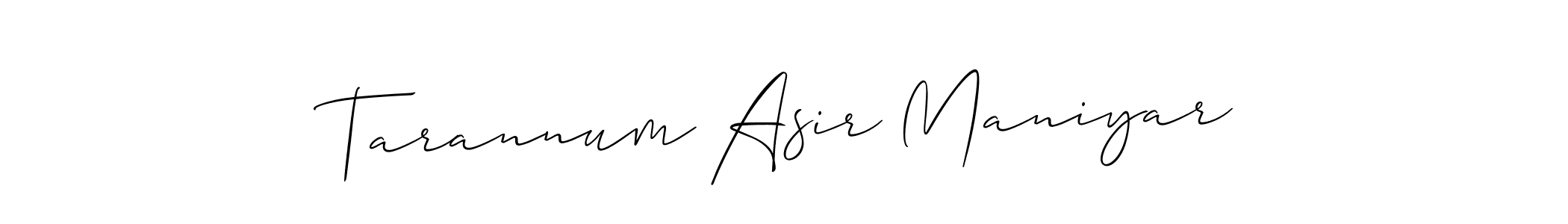 Also we have Tarannum Asir Maniyar name is the best signature style. Create professional handwritten signature collection using Allison_Script autograph style. Tarannum Asir Maniyar signature style 2 images and pictures png