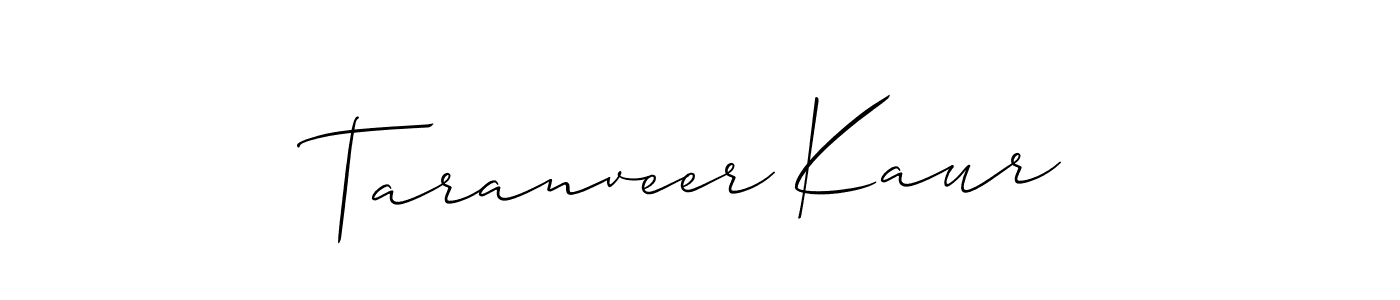 Create a beautiful signature design for name Taranveer Kaur. With this signature (Allison_Script) fonts, you can make a handwritten signature for free. Taranveer Kaur signature style 2 images and pictures png