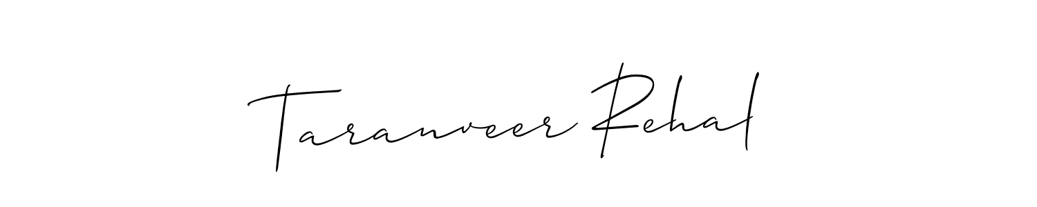 How to make Taranveer Rehal name signature. Use Allison_Script style for creating short signs online. This is the latest handwritten sign. Taranveer Rehal signature style 2 images and pictures png