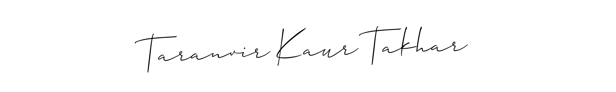 Allison_Script is a professional signature style that is perfect for those who want to add a touch of class to their signature. It is also a great choice for those who want to make their signature more unique. Get Taranvir Kaur Takhar name to fancy signature for free. Taranvir Kaur Takhar signature style 2 images and pictures png