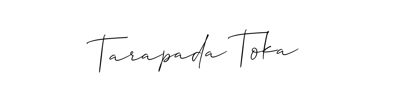 Create a beautiful signature design for name Tarapada Toka. With this signature (Allison_Script) fonts, you can make a handwritten signature for free. Tarapada Toka signature style 2 images and pictures png