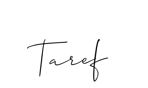 if you are searching for the best signature style for your name Taref. so please give up your signature search. here we have designed multiple signature styles  using Allison_Script. Taref signature style 2 images and pictures png