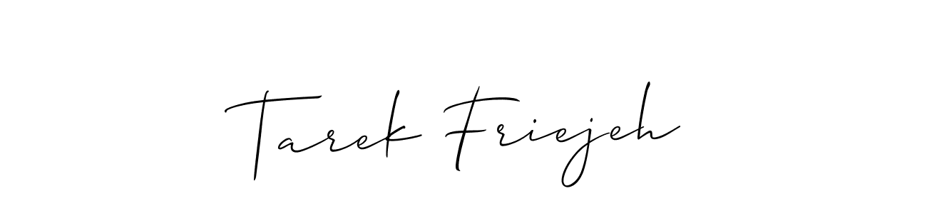 Design your own signature with our free online signature maker. With this signature software, you can create a handwritten (Allison_Script) signature for name Tarek Friejeh. Tarek Friejeh signature style 2 images and pictures png