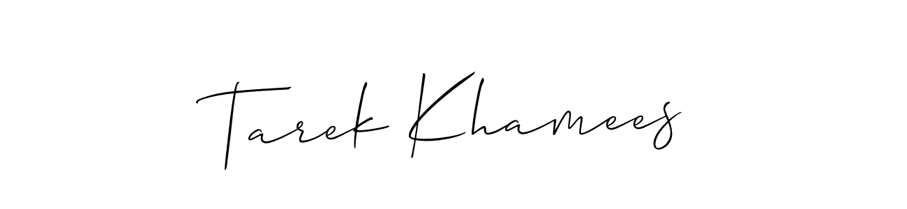 How to make Tarek Khamees name signature. Use Allison_Script style for creating short signs online. This is the latest handwritten sign. Tarek Khamees signature style 2 images and pictures png