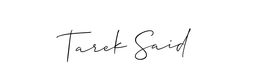 Use a signature maker to create a handwritten signature online. With this signature software, you can design (Allison_Script) your own signature for name Tarek Said. Tarek Said signature style 2 images and pictures png