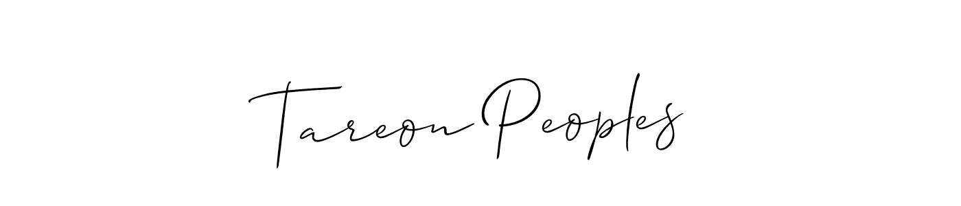 Make a beautiful signature design for name Tareon Peoples. With this signature (Allison_Script) style, you can create a handwritten signature for free. Tareon Peoples signature style 2 images and pictures png