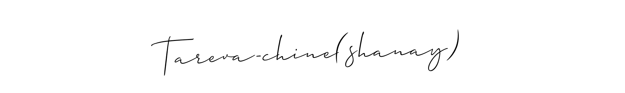 Allison_Script is a professional signature style that is perfect for those who want to add a touch of class to their signature. It is also a great choice for those who want to make their signature more unique. Get Tareva-chine(shanay) name to fancy signature for free. Tareva-chine(shanay) signature style 2 images and pictures png