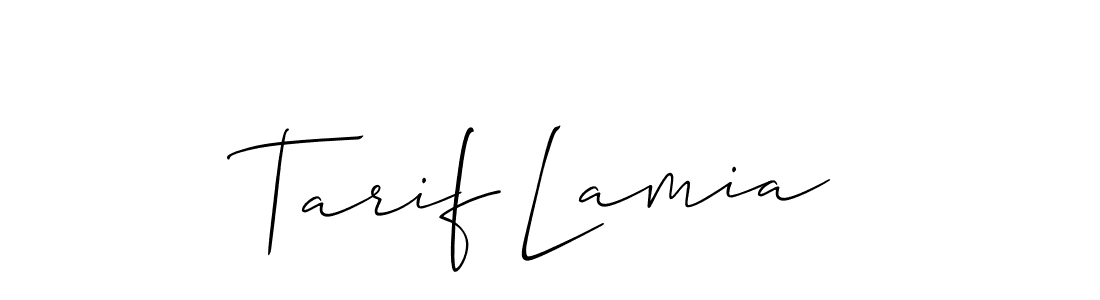 Tarif Lamia stylish signature style. Best Handwritten Sign (Allison_Script) for my name. Handwritten Signature Collection Ideas for my name Tarif Lamia. Tarif Lamia signature style 2 images and pictures png