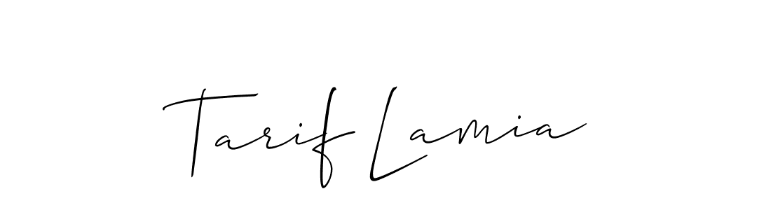 How to make Tarif Lamia name signature. Use Allison_Script style for creating short signs online. This is the latest handwritten sign. Tarif Lamia signature style 2 images and pictures png