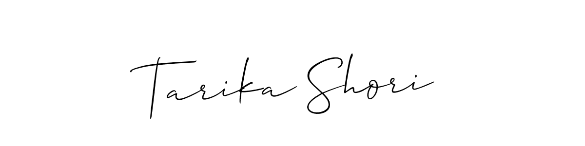 Create a beautiful signature design for name Tarika Shori. With this signature (Allison_Script) fonts, you can make a handwritten signature for free. Tarika Shori signature style 2 images and pictures png