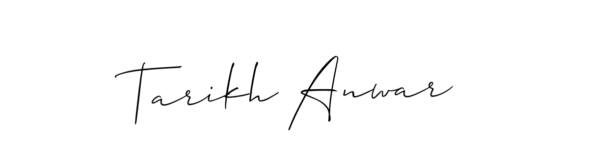 How to make Tarikh Anwar name signature. Use Allison_Script style for creating short signs online. This is the latest handwritten sign. Tarikh Anwar signature style 2 images and pictures png