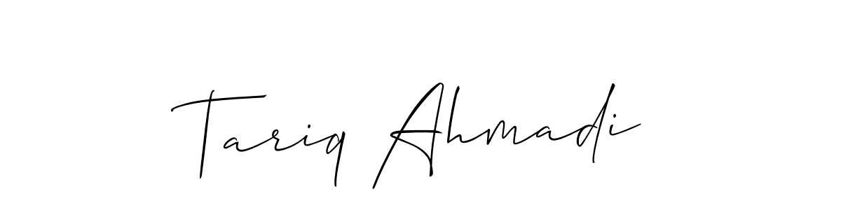 Similarly Allison_Script is the best handwritten signature design. Signature creator online .You can use it as an online autograph creator for name Tariq Ahmadi. Tariq Ahmadi signature style 2 images and pictures png