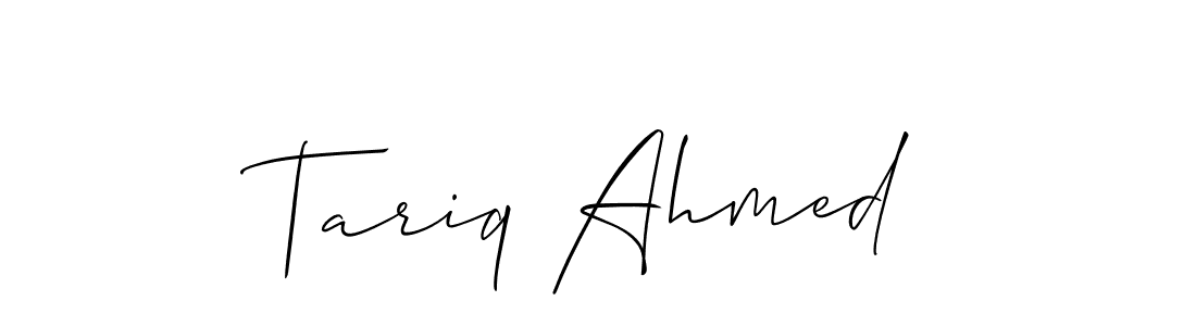 The best way (Allison_Script) to make a short signature is to pick only two or three words in your name. The name Tariq Ahmed include a total of six letters. For converting this name. Tariq Ahmed signature style 2 images and pictures png