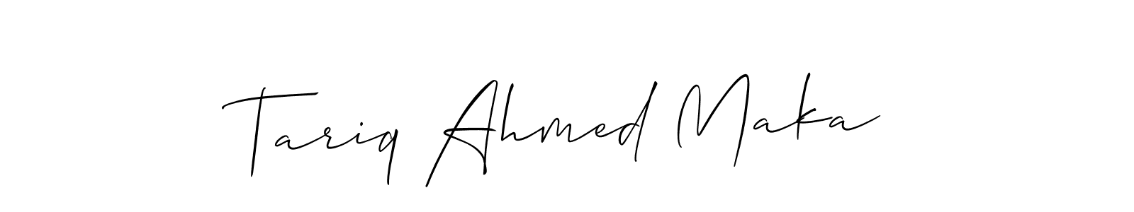 Use a signature maker to create a handwritten signature online. With this signature software, you can design (Allison_Script) your own signature for name Tariq Ahmed Maka. Tariq Ahmed Maka signature style 2 images and pictures png