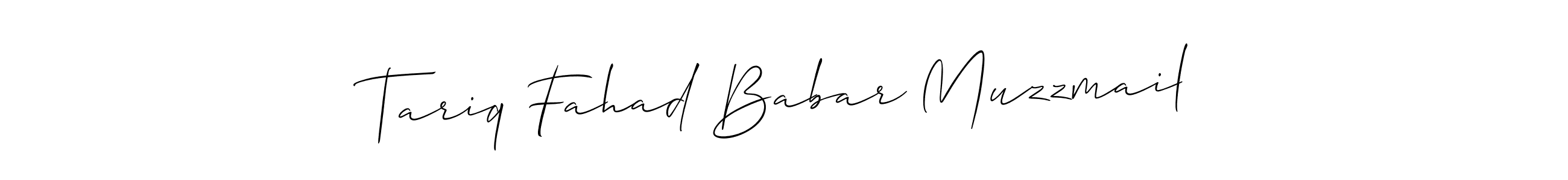 Also You can easily find your signature by using the search form. We will create Tariq Fahad Babar Muzzmail name handwritten signature images for you free of cost using Allison_Script sign style. Tariq Fahad Babar Muzzmail signature style 2 images and pictures png