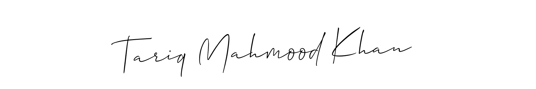 The best way (Allison_Script) to make a short signature is to pick only two or three words in your name. The name Tariq Mahmood Khan include a total of six letters. For converting this name. Tariq Mahmood Khan signature style 2 images and pictures png