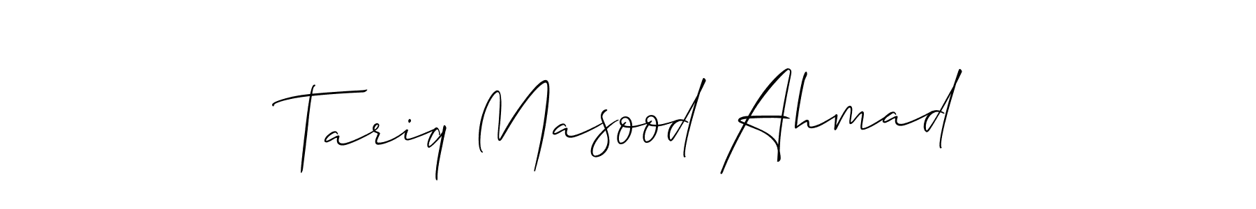 Allison_Script is a professional signature style that is perfect for those who want to add a touch of class to their signature. It is also a great choice for those who want to make their signature more unique. Get Tariq Masood Ahmad name to fancy signature for free. Tariq Masood Ahmad signature style 2 images and pictures png