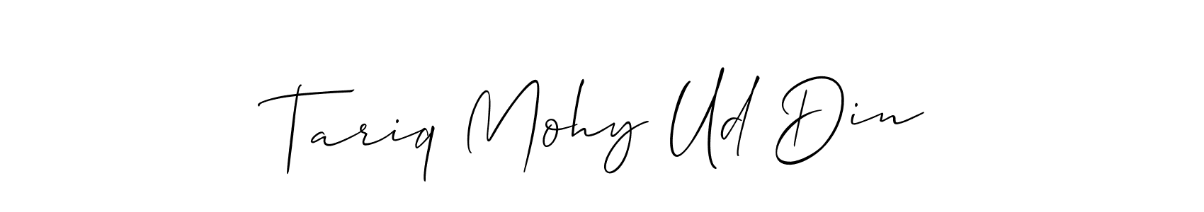 You should practise on your own different ways (Allison_Script) to write your name (Tariq Mohy Ud Din) in signature. don't let someone else do it for you. Tariq Mohy Ud Din signature style 2 images and pictures png