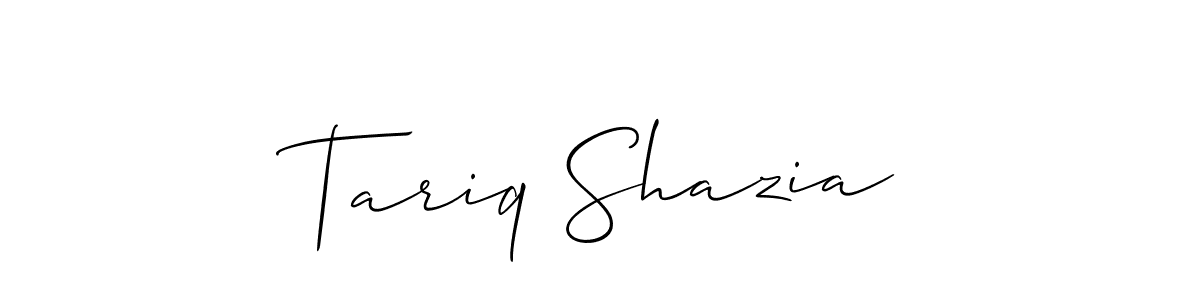 Create a beautiful signature design for name Tariq Shazia. With this signature (Allison_Script) fonts, you can make a handwritten signature for free. Tariq Shazia signature style 2 images and pictures png