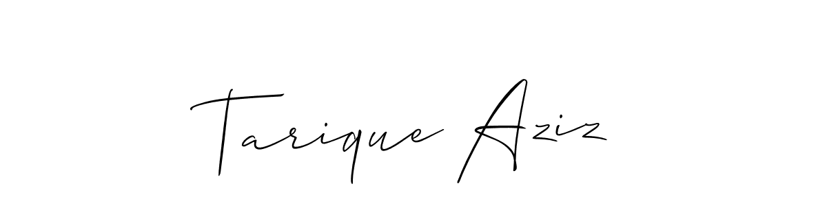 Make a beautiful signature design for name Tarique Aziz. With this signature (Allison_Script) style, you can create a handwritten signature for free. Tarique Aziz signature style 2 images and pictures png