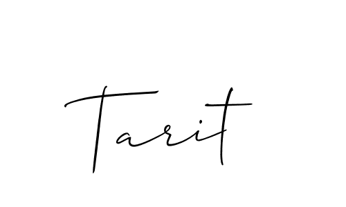The best way (Allison_Script) to make a short signature is to pick only two or three words in your name. The name Tarit include a total of six letters. For converting this name. Tarit signature style 2 images and pictures png