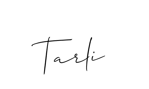 Tarli stylish signature style. Best Handwritten Sign (Allison_Script) for my name. Handwritten Signature Collection Ideas for my name Tarli. Tarli signature style 2 images and pictures png