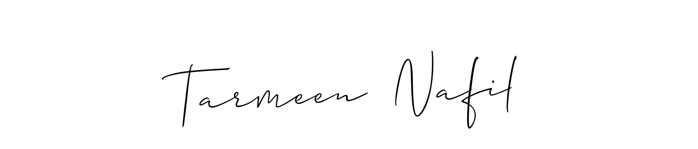 The best way (Allison_Script) to make a short signature is to pick only two or three words in your name. The name Tarmeen  Nafil include a total of six letters. For converting this name. Tarmeen  Nafil signature style 2 images and pictures png