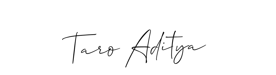 It looks lik you need a new signature style for name Taro Aditya. Design unique handwritten (Allison_Script) signature with our free signature maker in just a few clicks. Taro Aditya signature style 2 images and pictures png